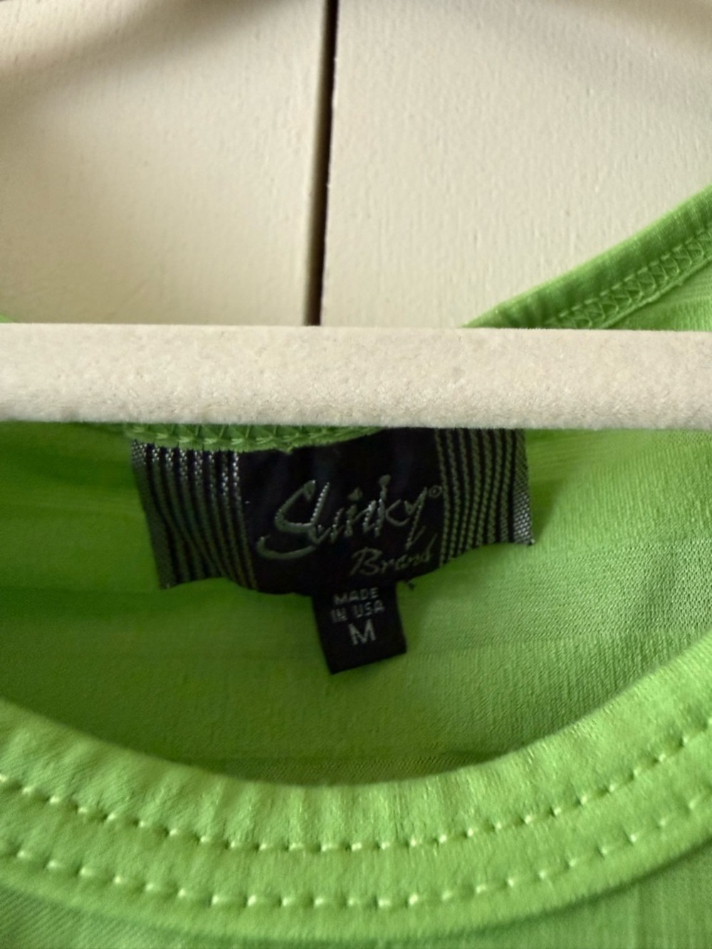 Vintage Y2K Green ruffle top short sleeves scoop neckline slinky brand M - Picture 8 of 10
